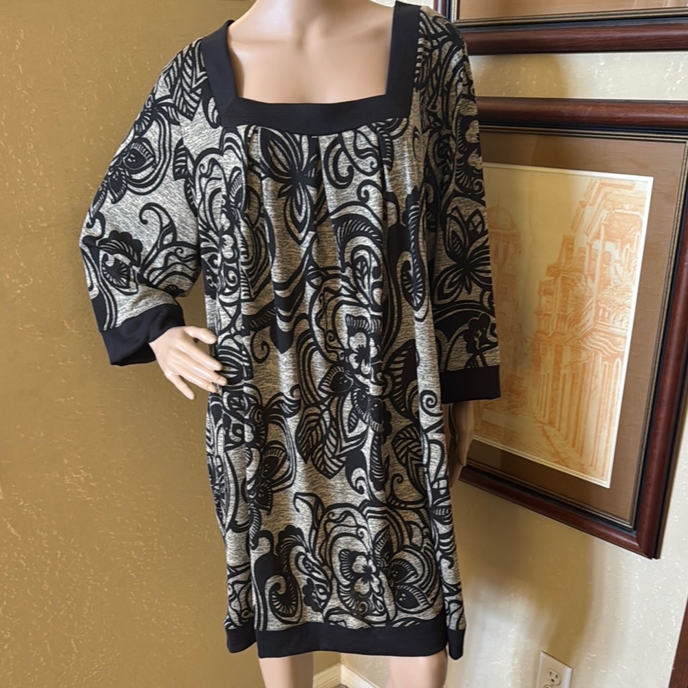Womens Black knit Hawaiian Print Dress sz 26 28 or 4X NWT